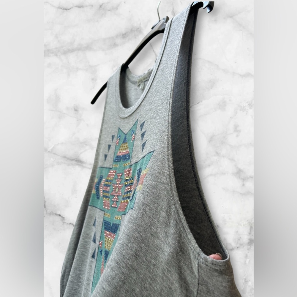 Charlotte Russe Aztec Print Tank Tee Rhinestones Soft Stretchy Activewear Size M - Picture 6 of 11